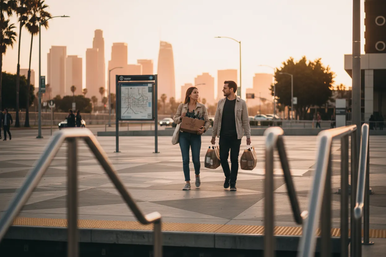 Practical city scene for LA Total Wine Guide for Party Shopping and Pickup