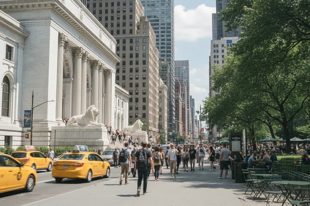 New York City experience scene for Verify jocelyn benson news at NYPL civic research desks