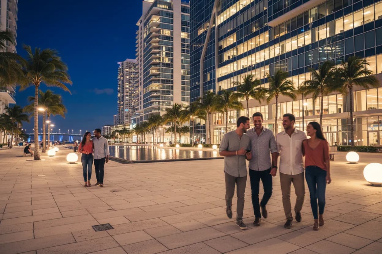 Realistic Miami scene for Miami Dinner Near Me for Groups and Date Nights