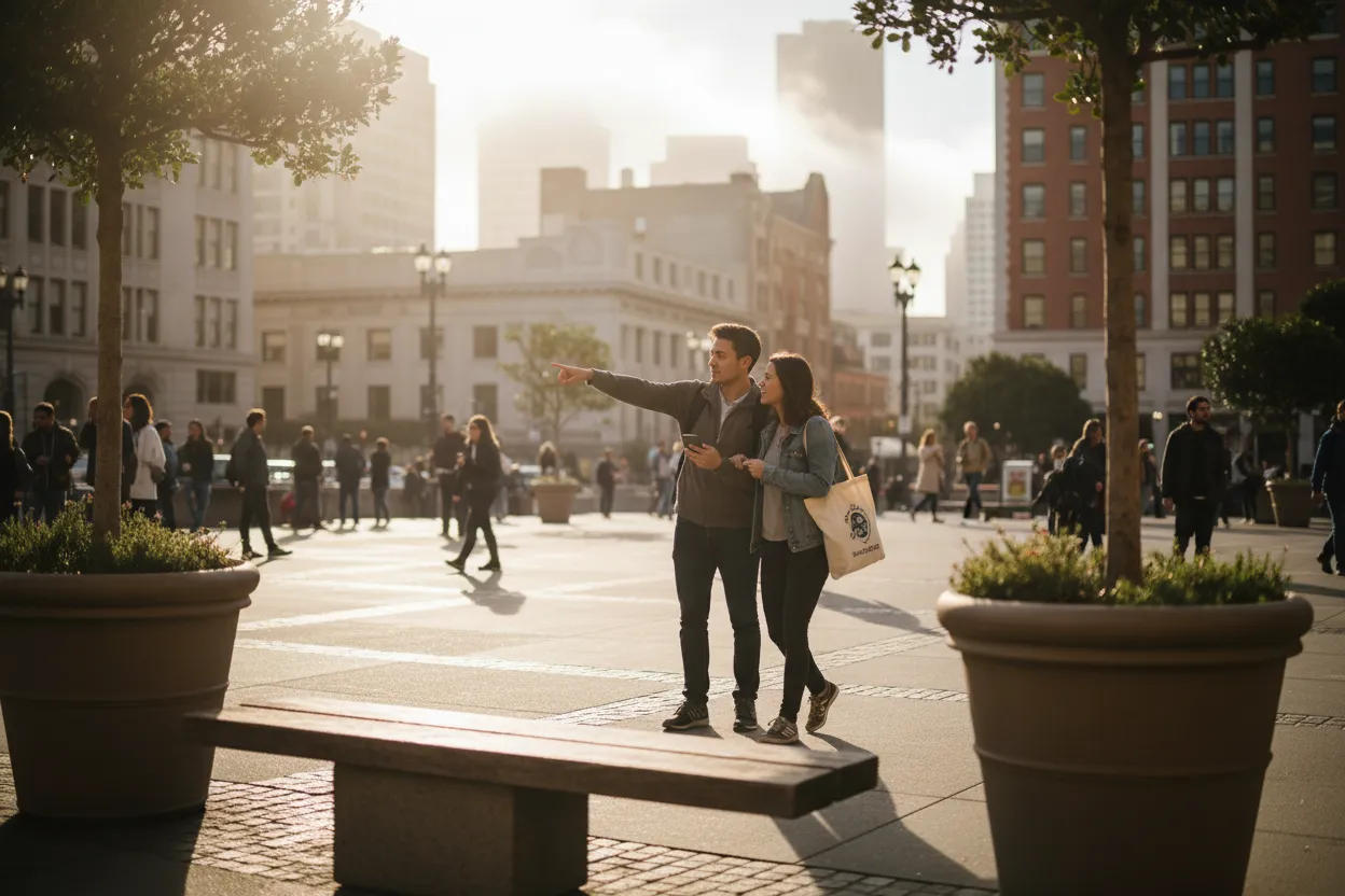 Practical city scene for San Francisco Events Guide for Pop-Ups, Talks, and Markets
