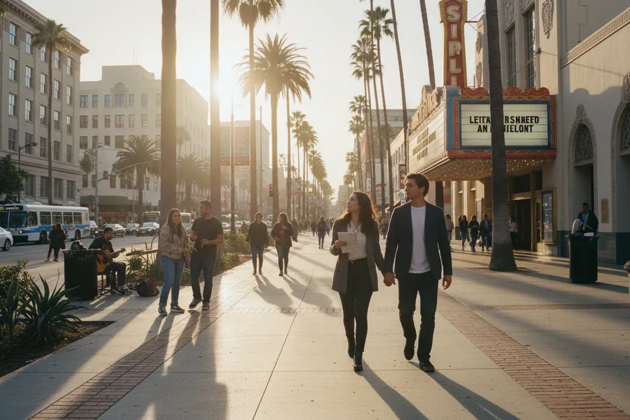 Realistic Los Angeles scene for LA Movie Guide for Date Nights Beyond Streaming