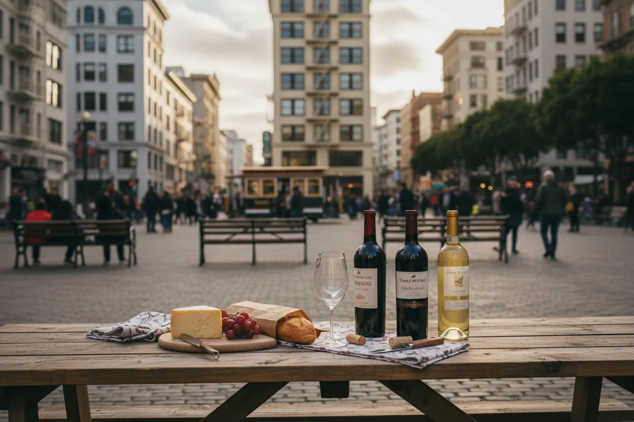 Realistic San Francisco scene for SF Total Wine Near Me for Dinner Party Prep