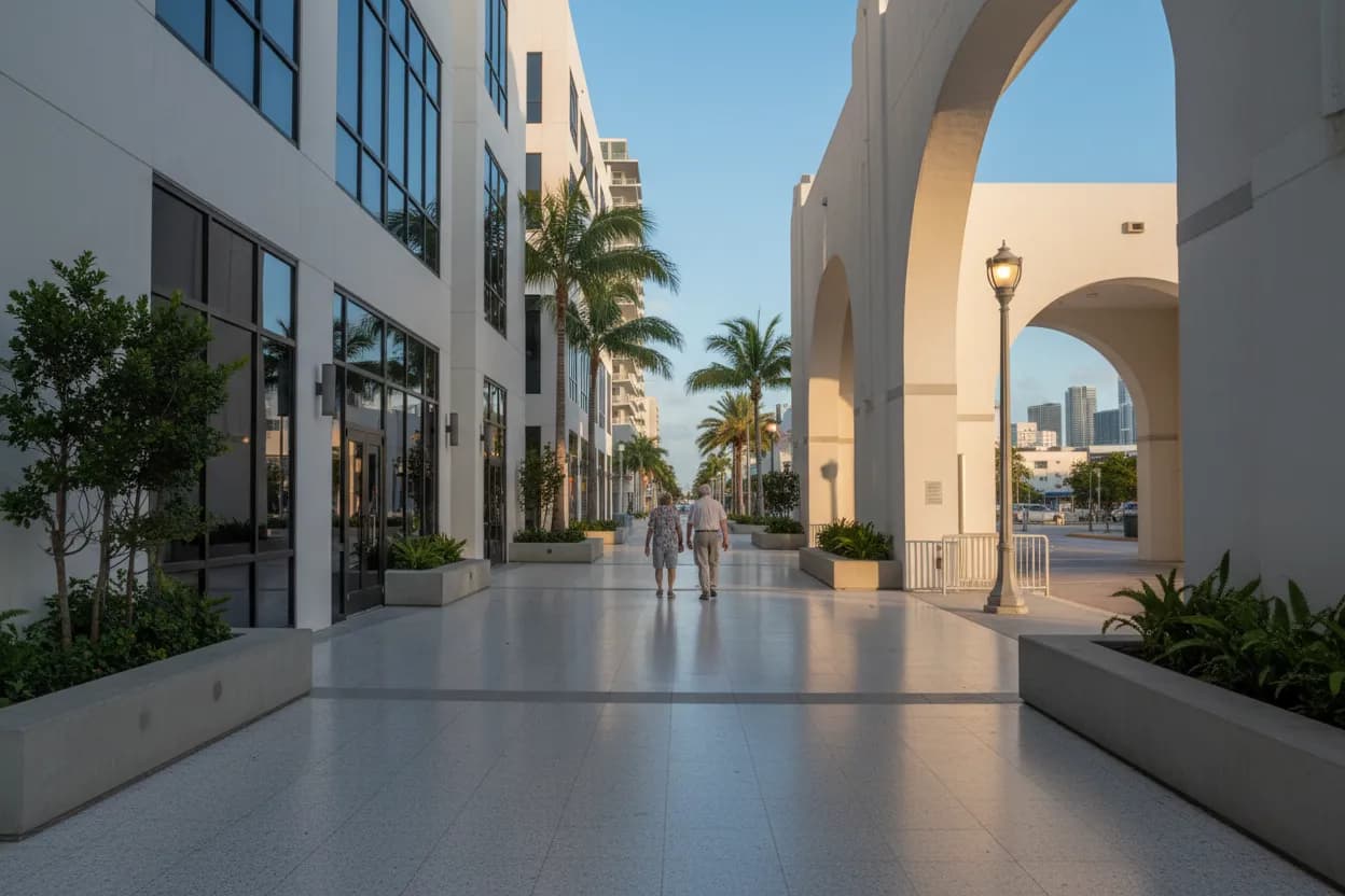 Realistic city scene for coreweave stock: A Quieter Miami Culture Route
