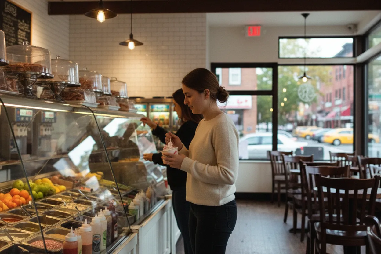 NYC experience scene for Kostantina Frozen Yogurt in Forest Hills When Heat Makes Dessert the Plan