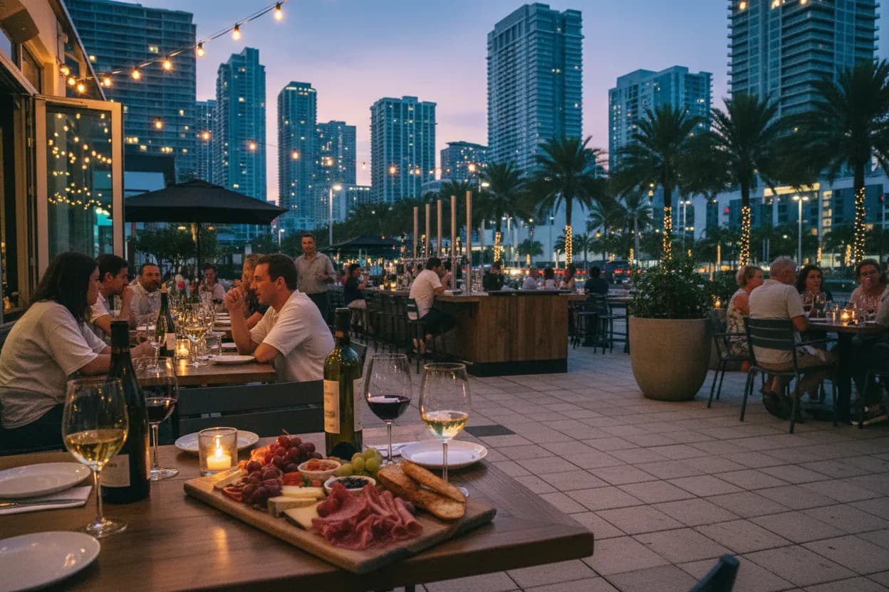 Realistic Miami scene for Sixty Vines Miami Guide for Wine-Focused Group Dinners