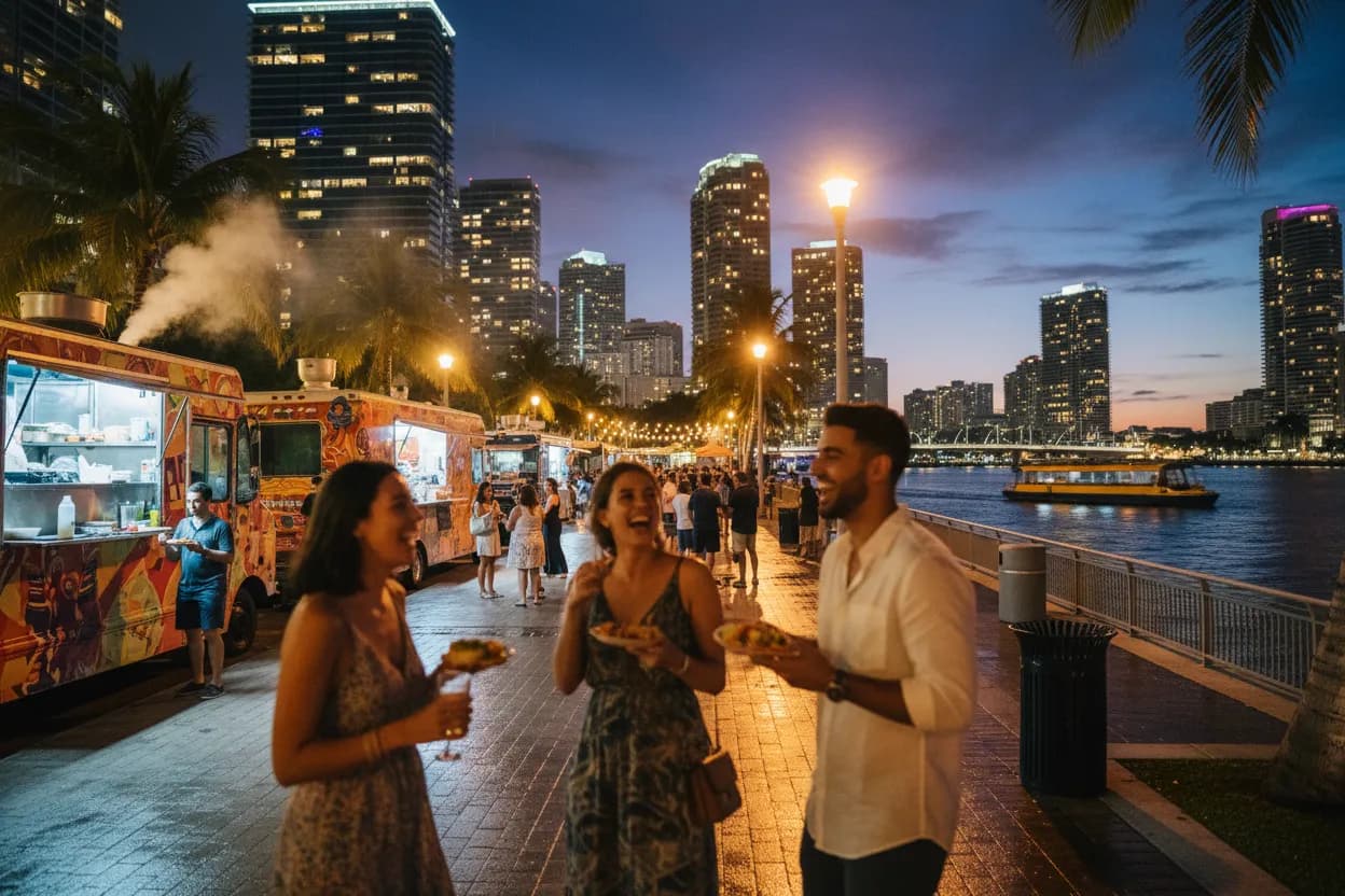 Realistic Miami scene for Miami Eventbrite Guide for Food, Art, and Nightlife
