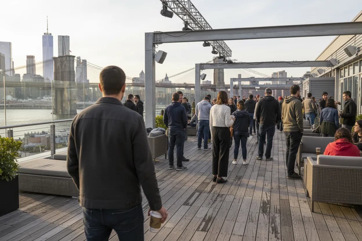 NYC experience scene for Passion Pit at Pier 17: A Rooftop Concert Plan When the View Is Part of the Ticket
