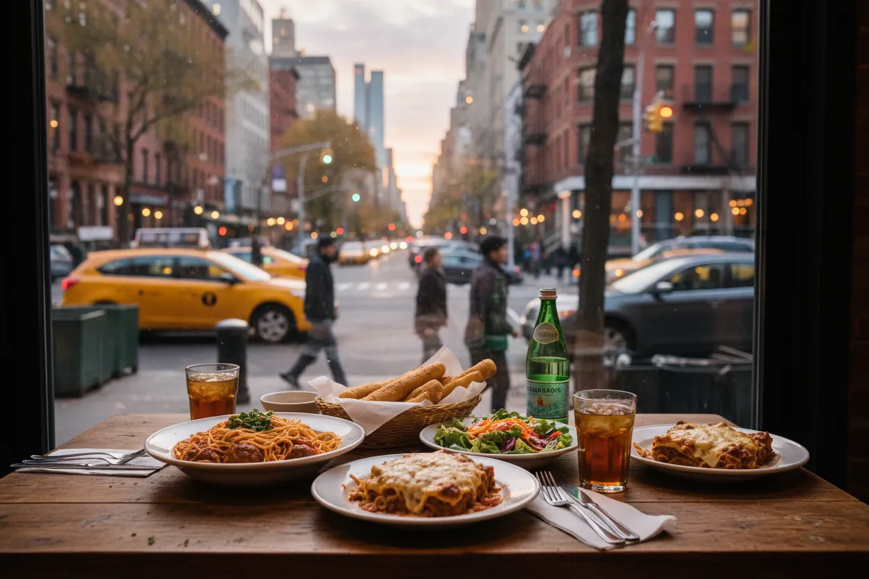 Realistic NYC scene for NYC Olive Garden Near Me: Family Dinner Planning