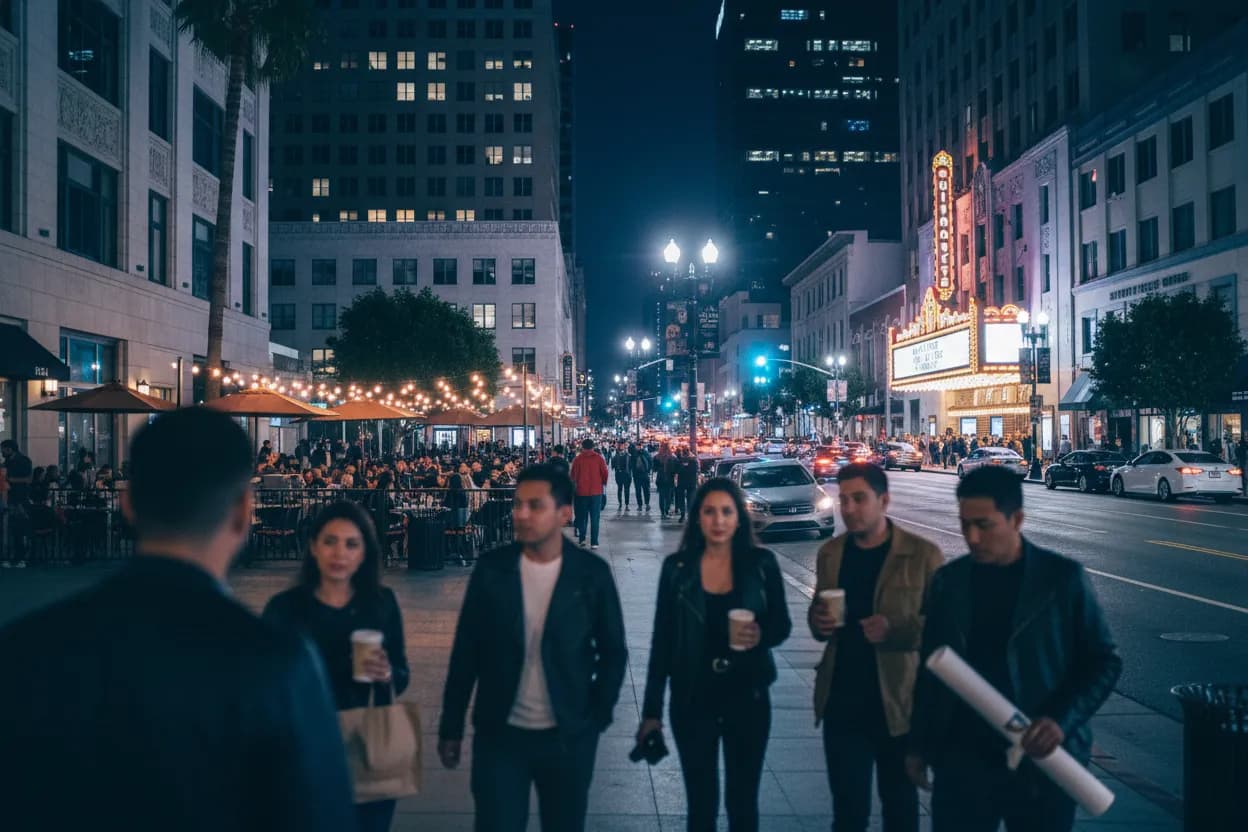 Realistic Los Angeles scene for LA Eventbrite Guide for Food, Film, and Nightlife