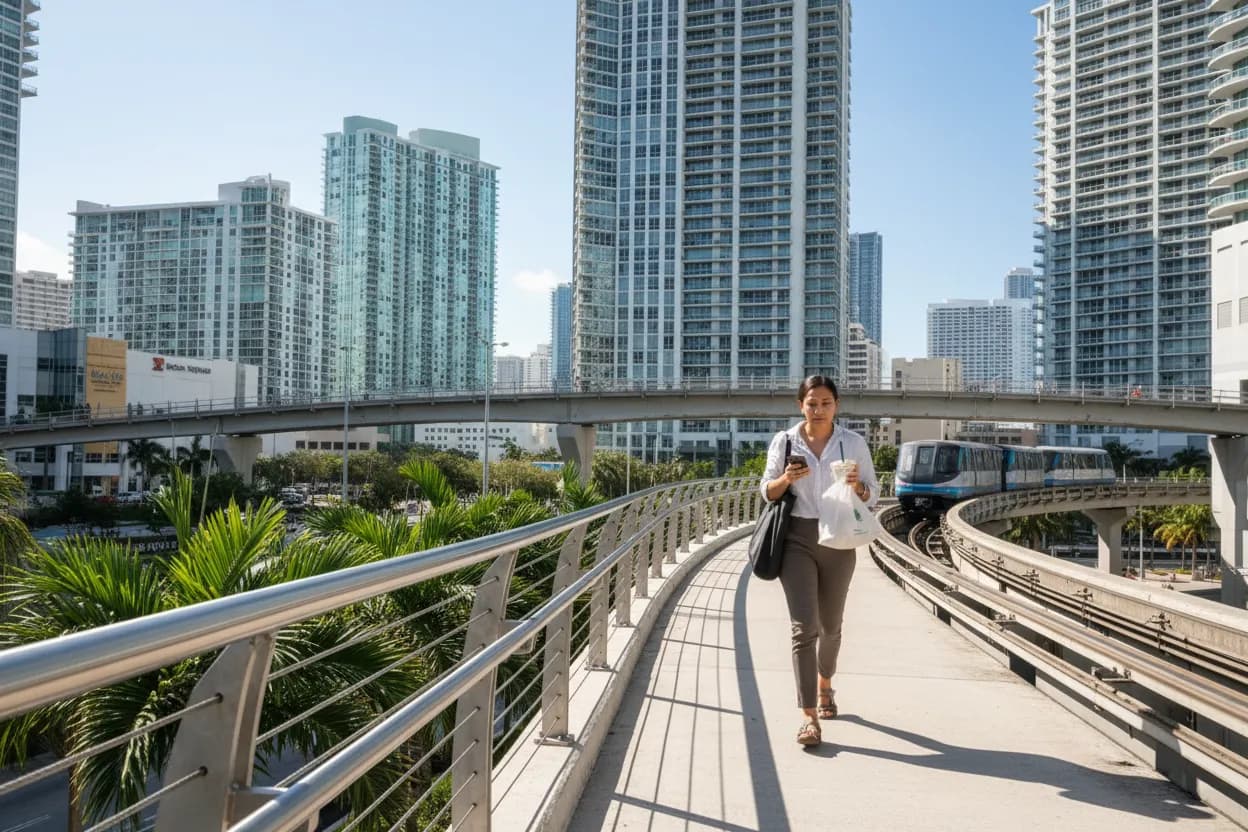 Practical city scene for Miami CAVA Guide for Fast Mediterranean Lunches Downtown