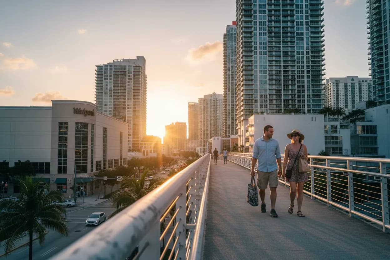 Practical city scene for Miami Walgreens Guide for Sunscreen, Snacks, and Essentials