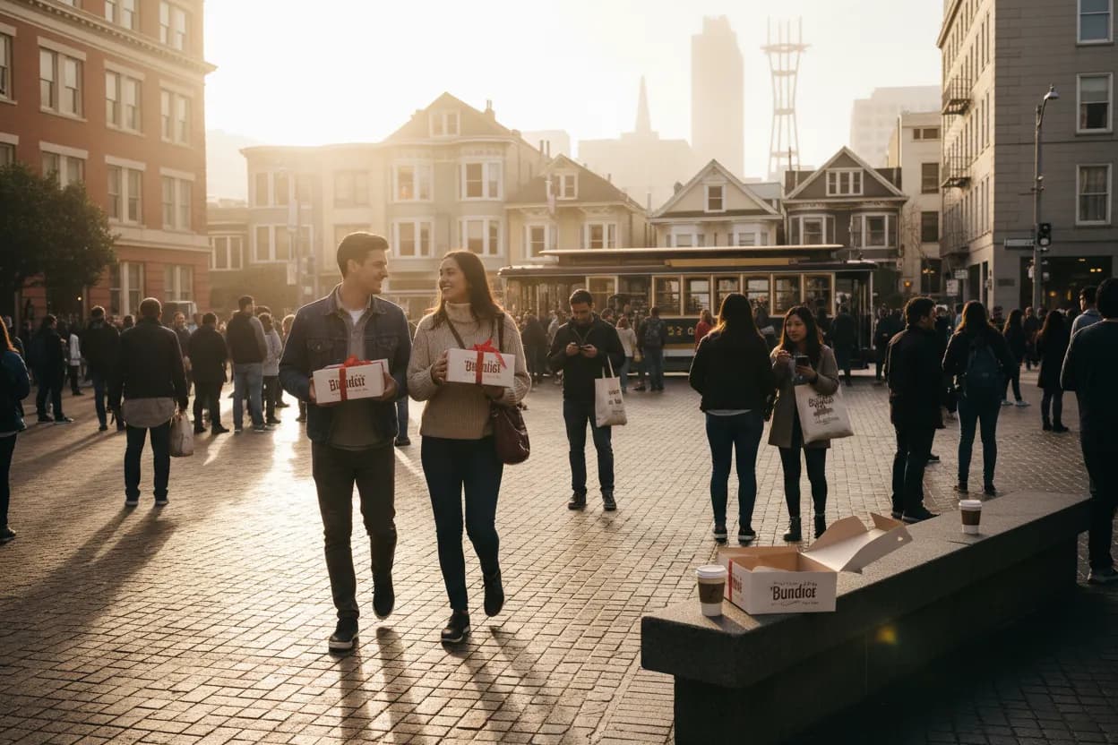 Realistic San Francisco scene for San Francisco Nothing Bundt Cakes Guide for Birthday Dessert Runs
