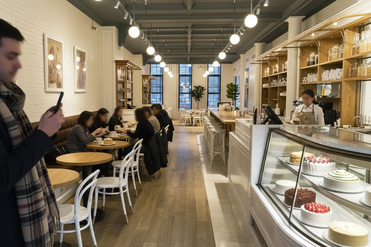 NYC experience scene for Harbs in Chelsea: Layer Cake and Coffee Before a Gallery Afternoon