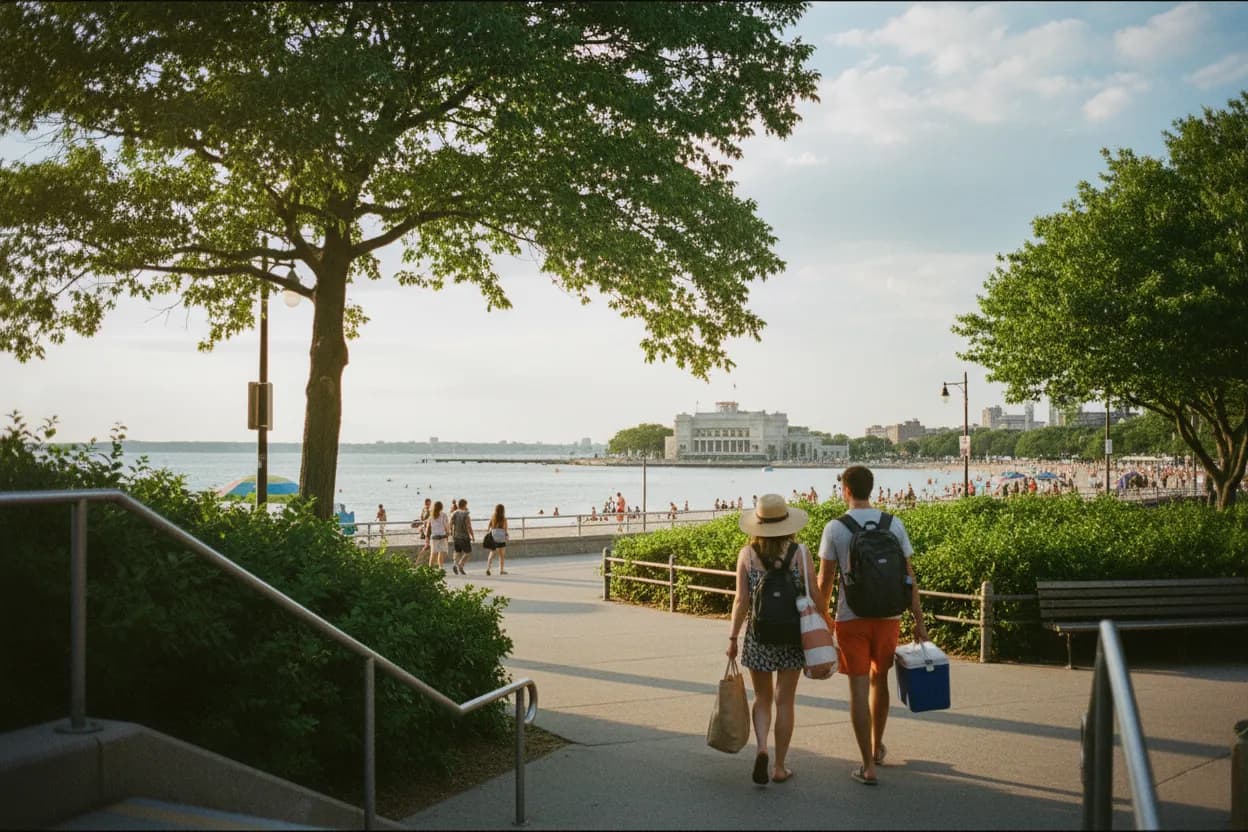 Practical city scene for Orchard Beach NYC Guide for Car-Free Summer Beach Days