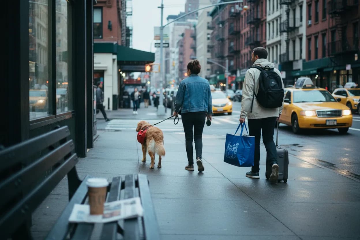 Practical city scene for PetSmart Near NYC: Pet Supplies Before Weekend Trips
