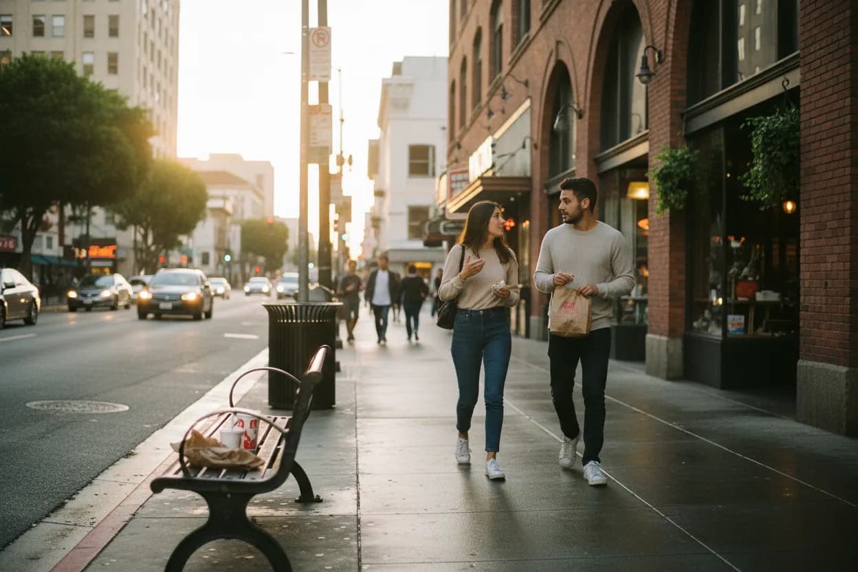 Practical city scene for LA 7th Street Burger Guide for Smashburger Fans