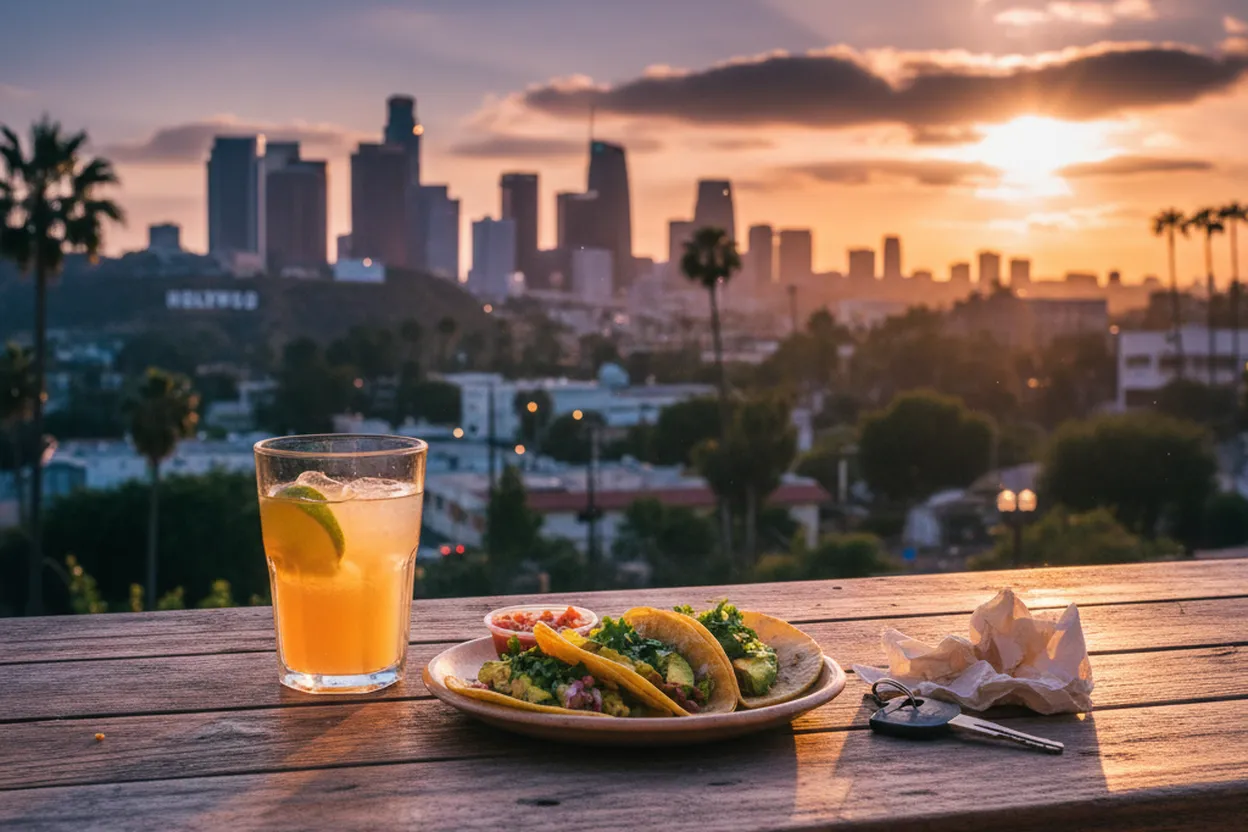 Realistic city scene for mercury vs sky: A Los Angeles Night Out With Backups