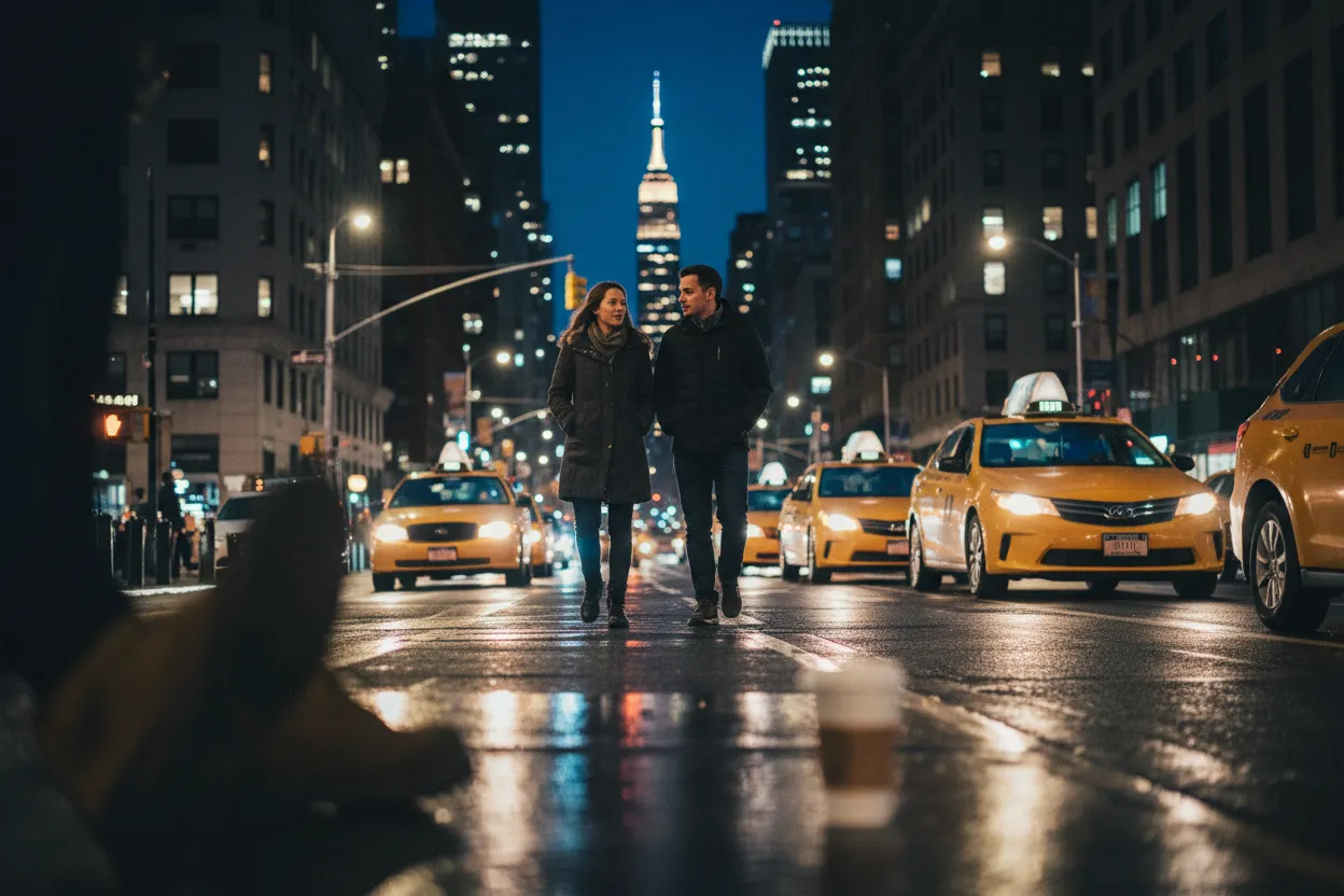 Practical city scene for NYC Taxi Guide for Airport Trips and Late Nights