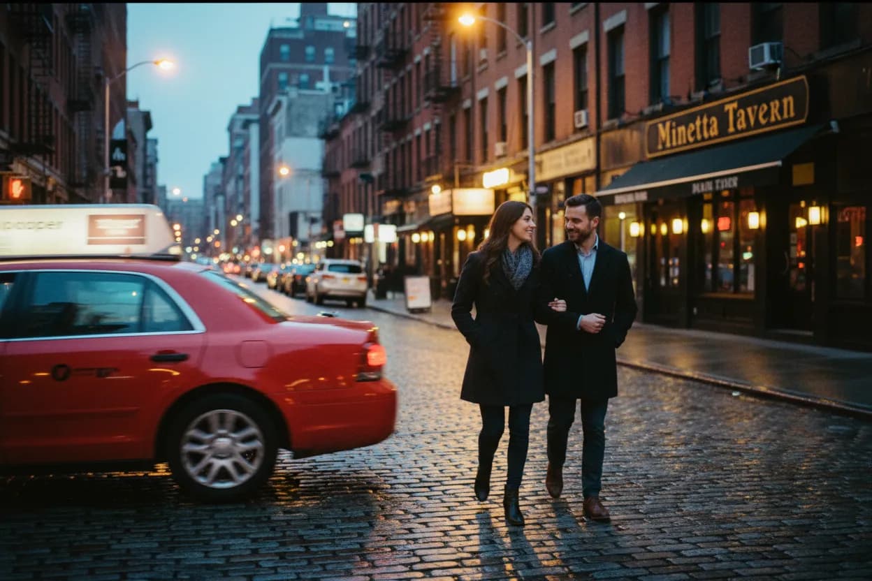 Practical city scene for Minetta Tavern NYC Guide for Classic Steakhouse Date Nights