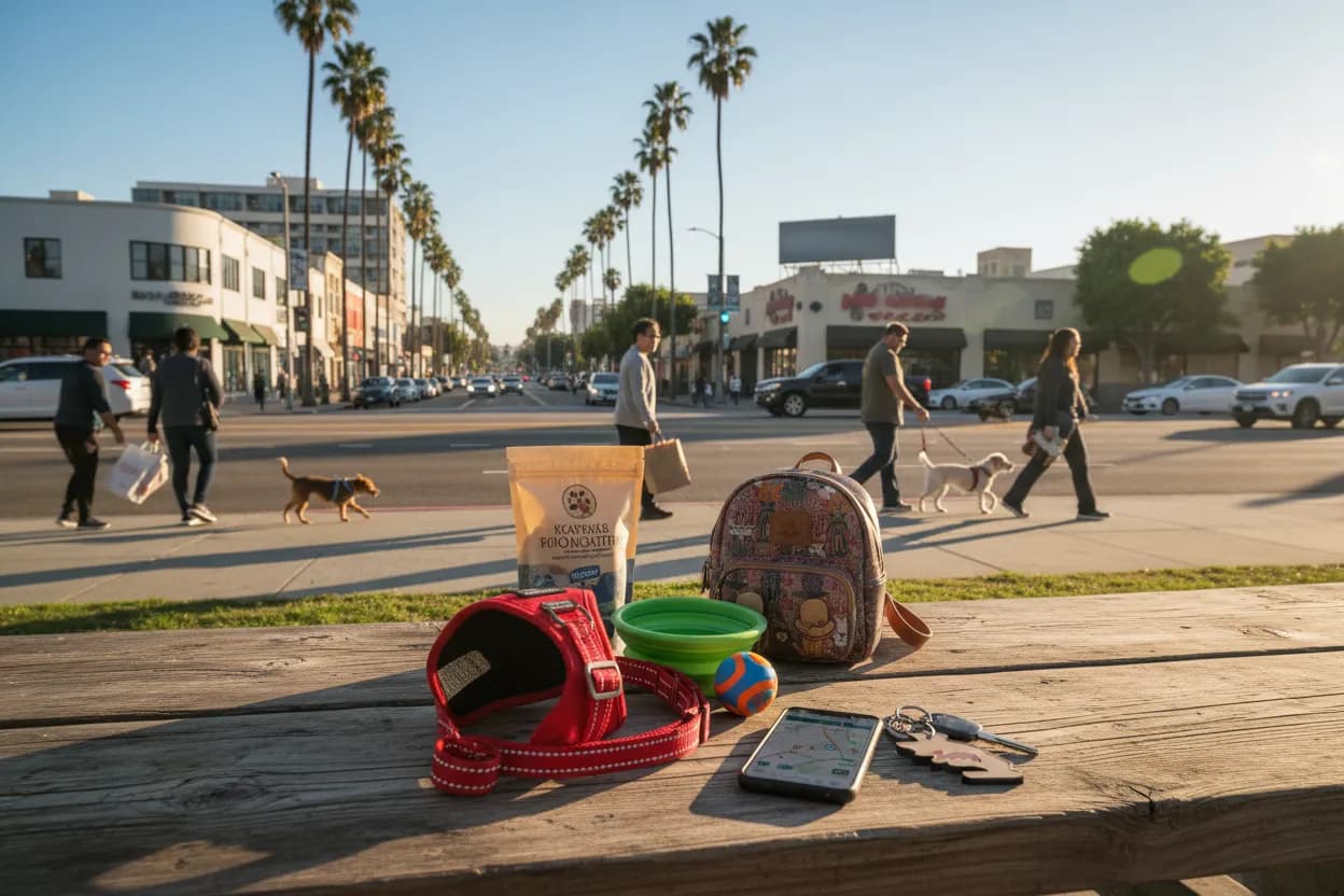 Realistic Los Angeles scene for LA PetSmart Guide for Pet Essentials and Grooming