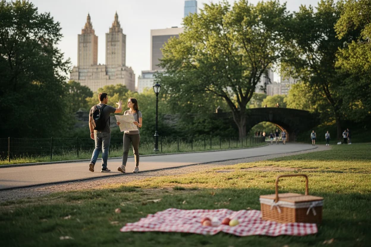 Practical city scene for Central Park NYC Guide for Picnic Spots and Walking Routes
