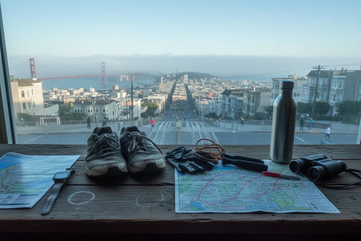 Realistic city scene for the new york times: A Beginner-Friendly San Francisco Sports Route