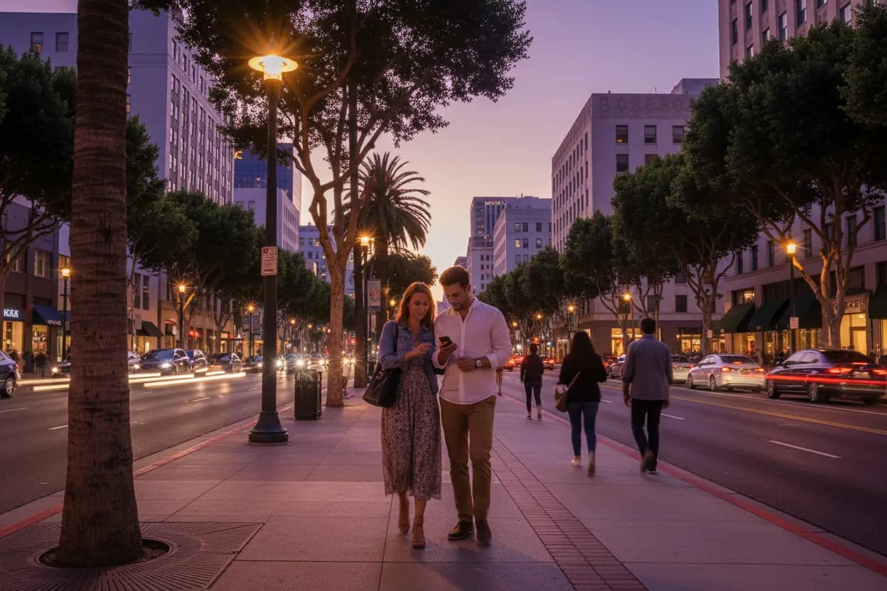 Practical city scene for LA Resy Reservations Guide for Popular Dinner Spots