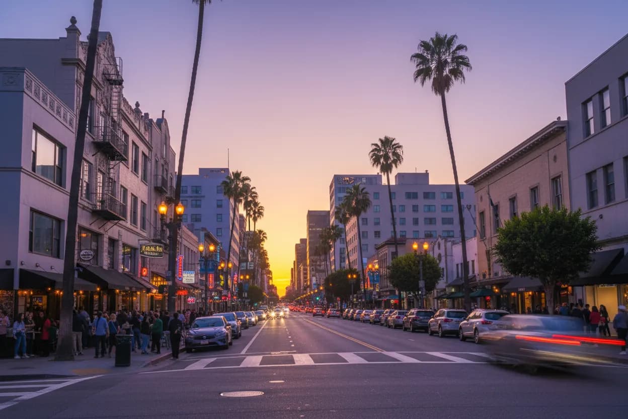 Realistic city scene for chandler hendry: A Los Angeles Dinner Route With Backups