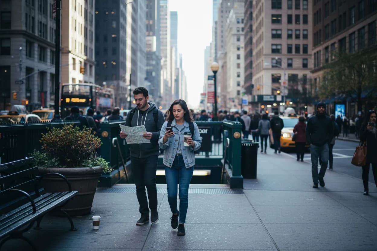 Practical city scene for king charles: The NYC Source-Checking Route