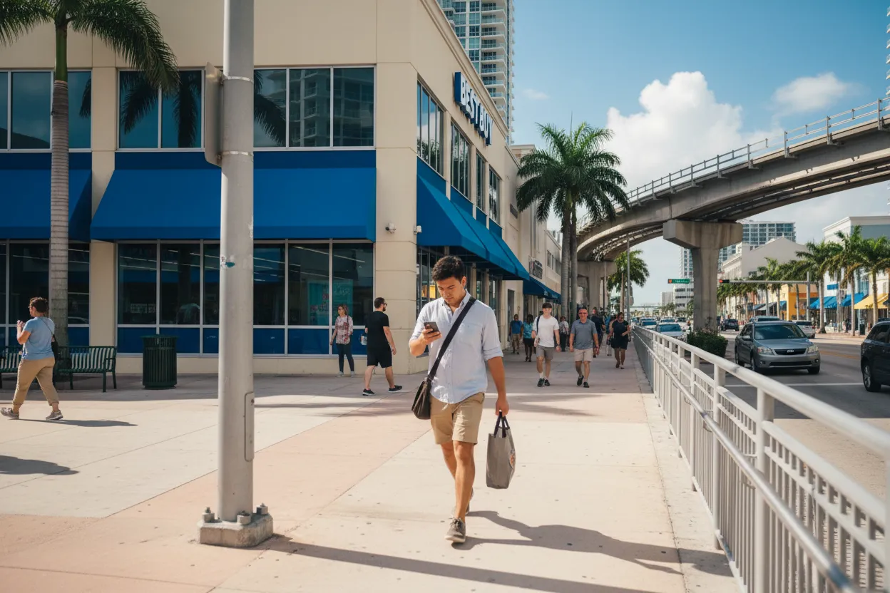 Practical city scene for Miami Best Buy Guide for Travel Tech and Pickup