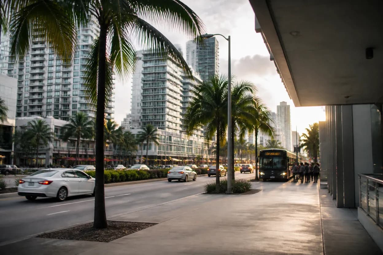 Realistic city scene for abdul el-sayed: Where Miami Can Take a Focused Coffee Break