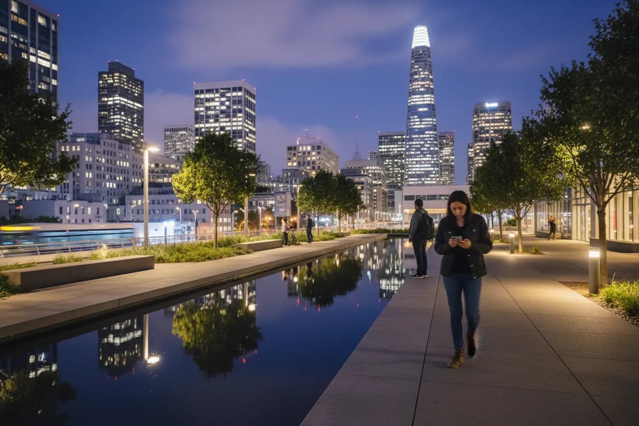 Practical city scene for reflecting pool: A Two-Stop San Francisco Nightlife Route