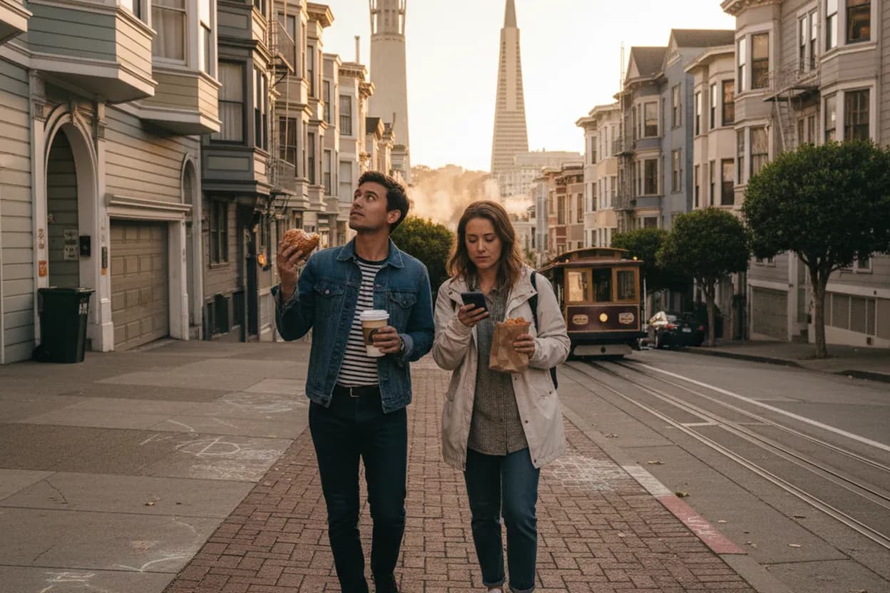 Practical city scene for daulton varsho: A San Francisco Coffee and Dessert Route