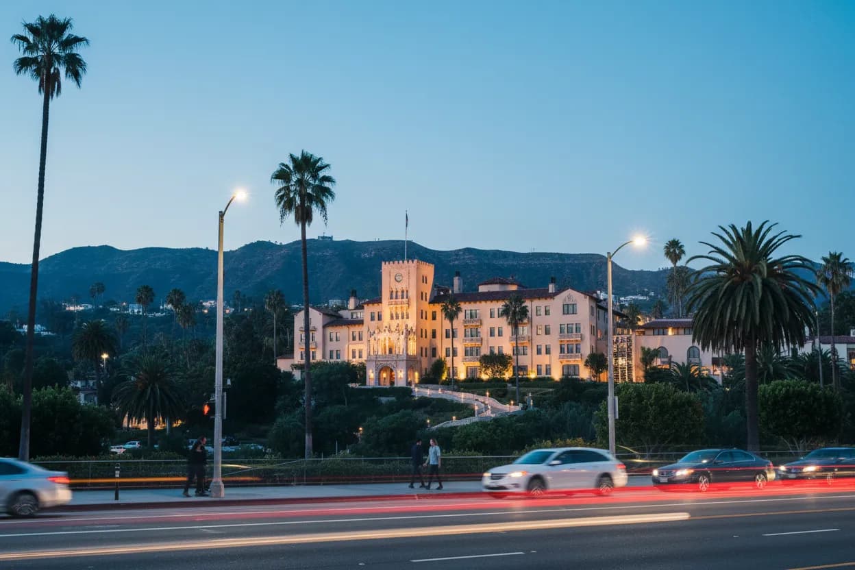 Realistic Los Angeles scene for Chateau Marmont LA Guide for Dinner and Iconic Drinks