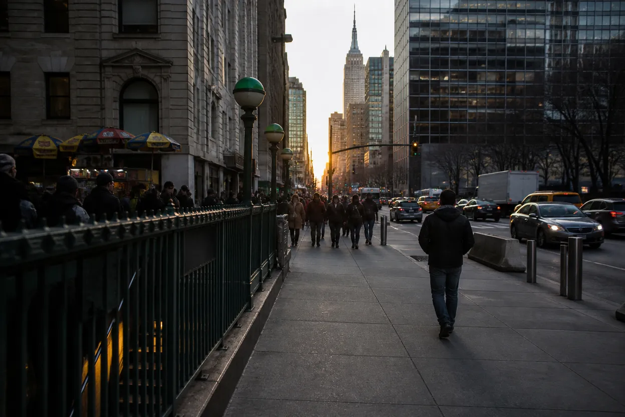Realistic city scene for jack brennan: A NYC Dinner Route With Backups