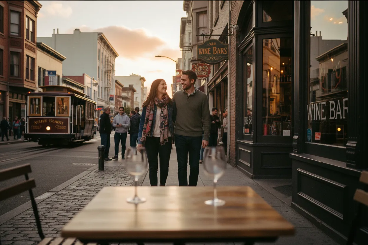 Practical city scene for SF Wine Bars Near Me for Easy First Dates