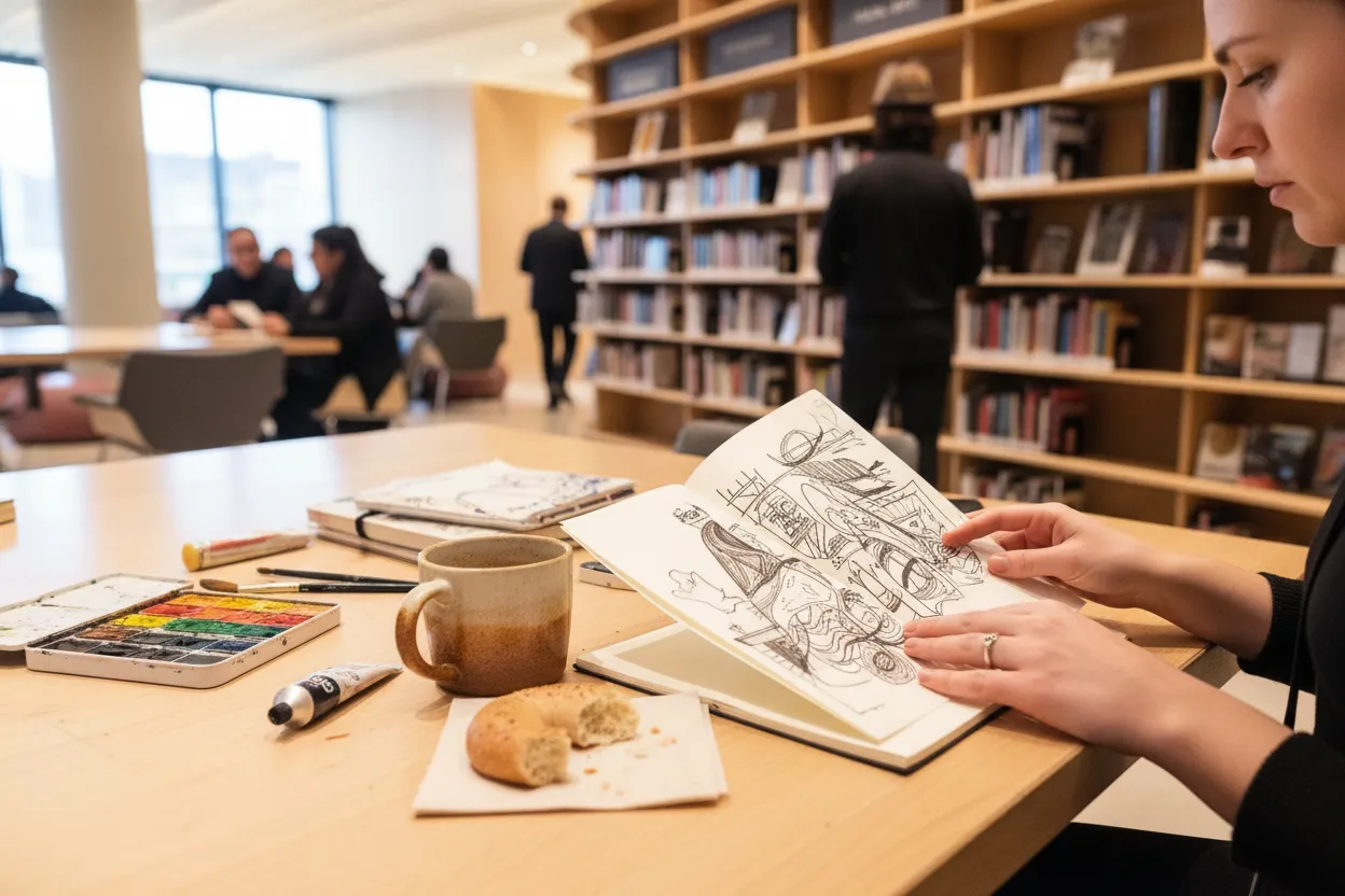 Editorial detail for Brooklyn Art Library Sketchbook Browse for a Quiet Creative Date