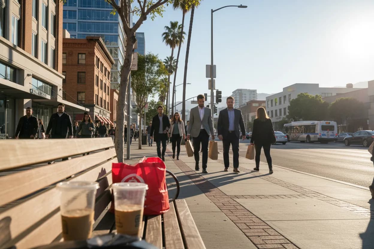 Realistic Los Angeles scene for LA Firehouse Subs Guide for Office Lunch Catering