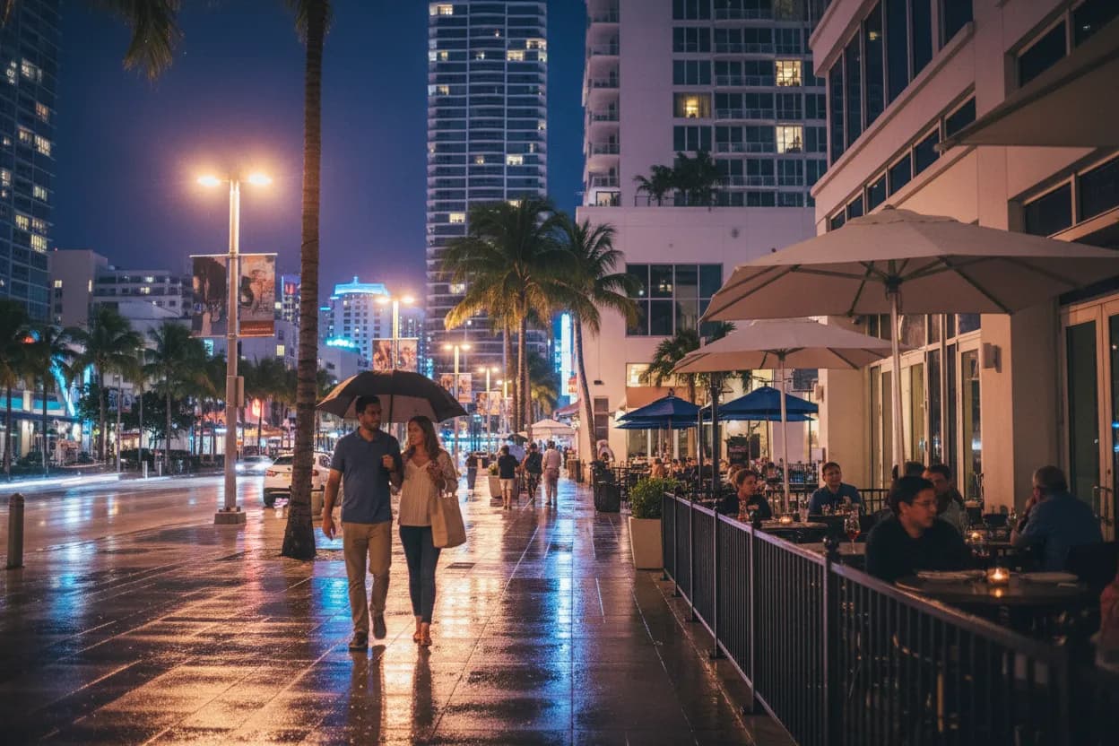 Realistic Miami scene for Miami Spice Guide: Restaurants, Menus, and Booking Tips