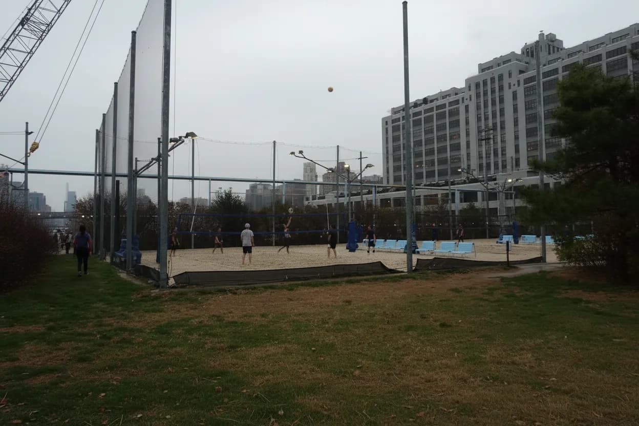 Cover scene for Brooklyn Bridge Park Pier 6 Volleyball: A Breezy Doubles Plan With Kids Nearby