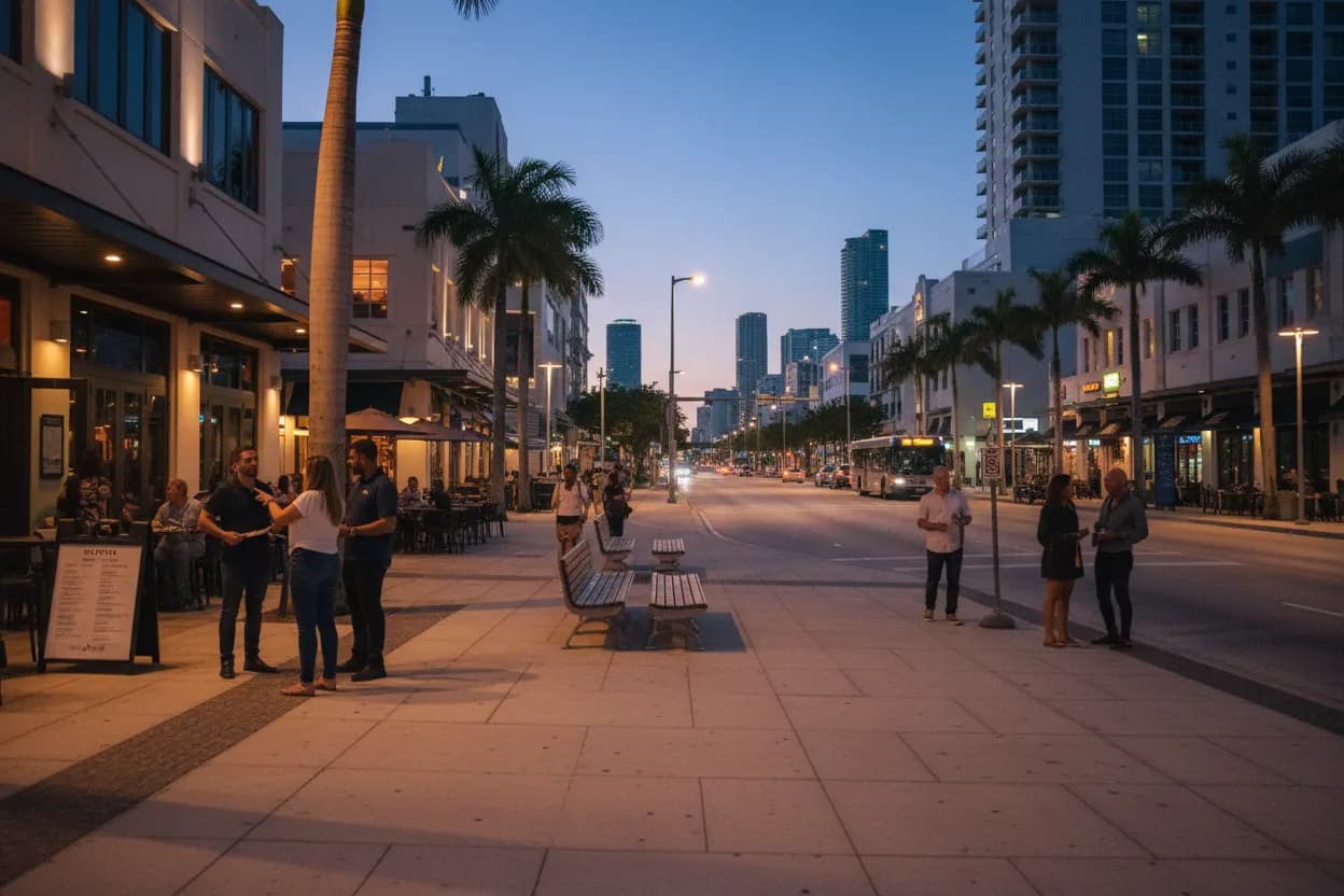 Realistic city scene for perez hilton: Where Miami Groups Can Eat Smoothly