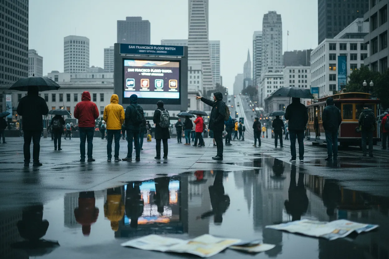 Realistic San Francisco scene for San Francisco Flood Watch Guide for Weekend Events and Driving