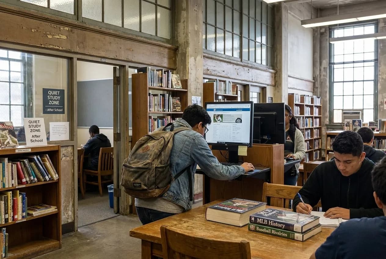 Local scene for Dodgers vs Cubs Rivalry History: SF Student Baseball Research Library Routes in San Francisco