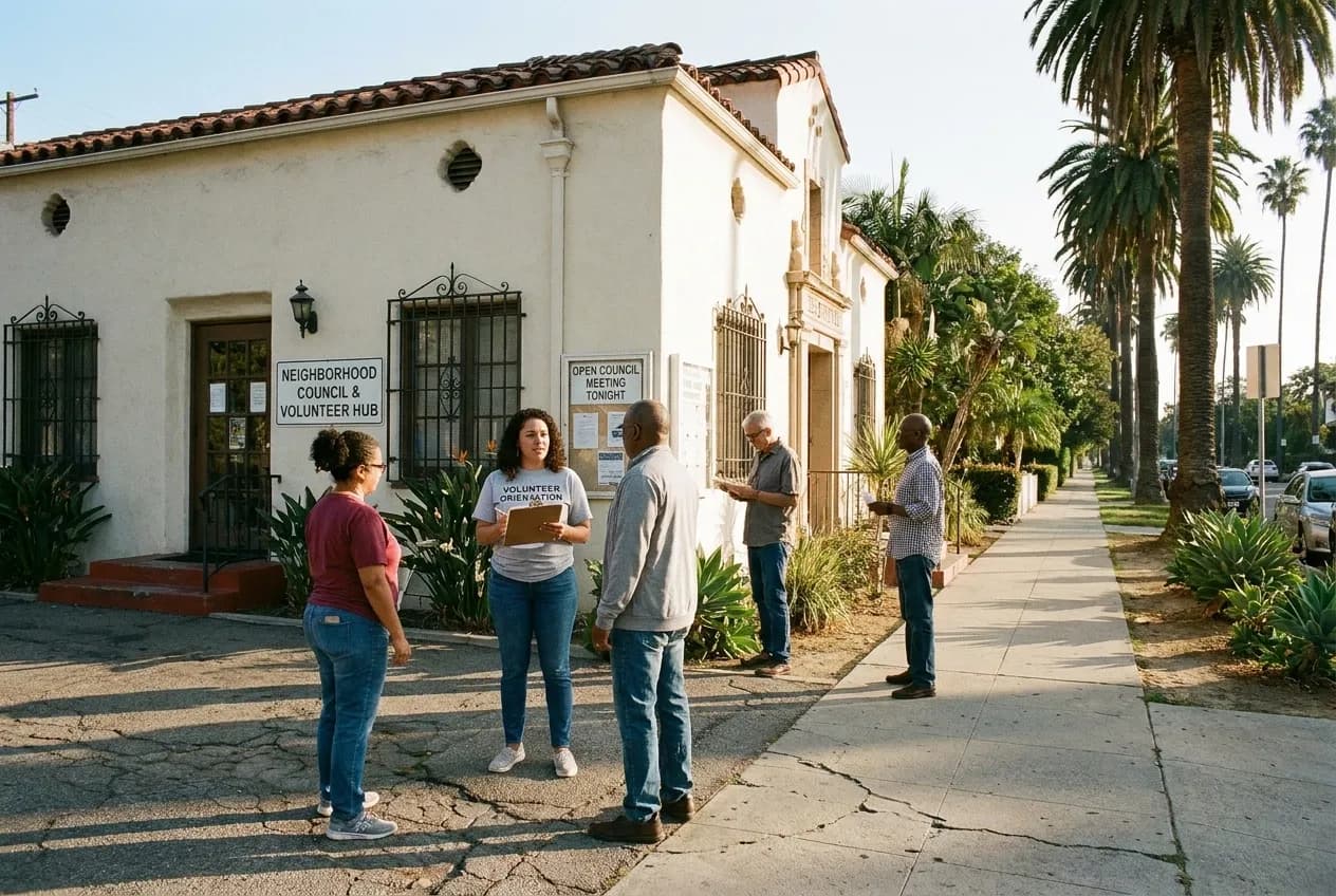Cover for cindy holscher: LA Neighborhoods With Town Hall History and Volunteer in Los Angeles