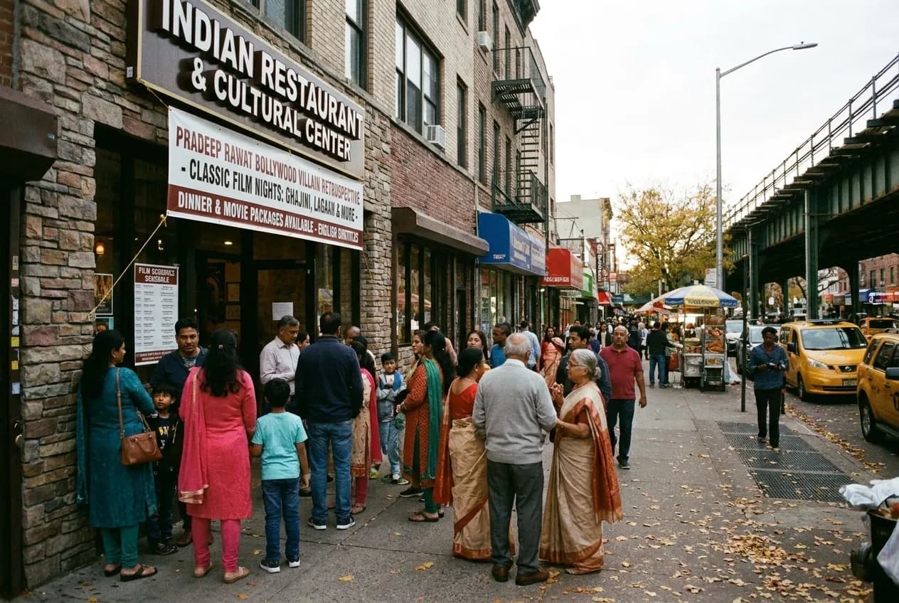Cover for Pradeep Rawat Bollywood Films: NYC Indian Restaurants Screening Classic Villain Movies in NYC