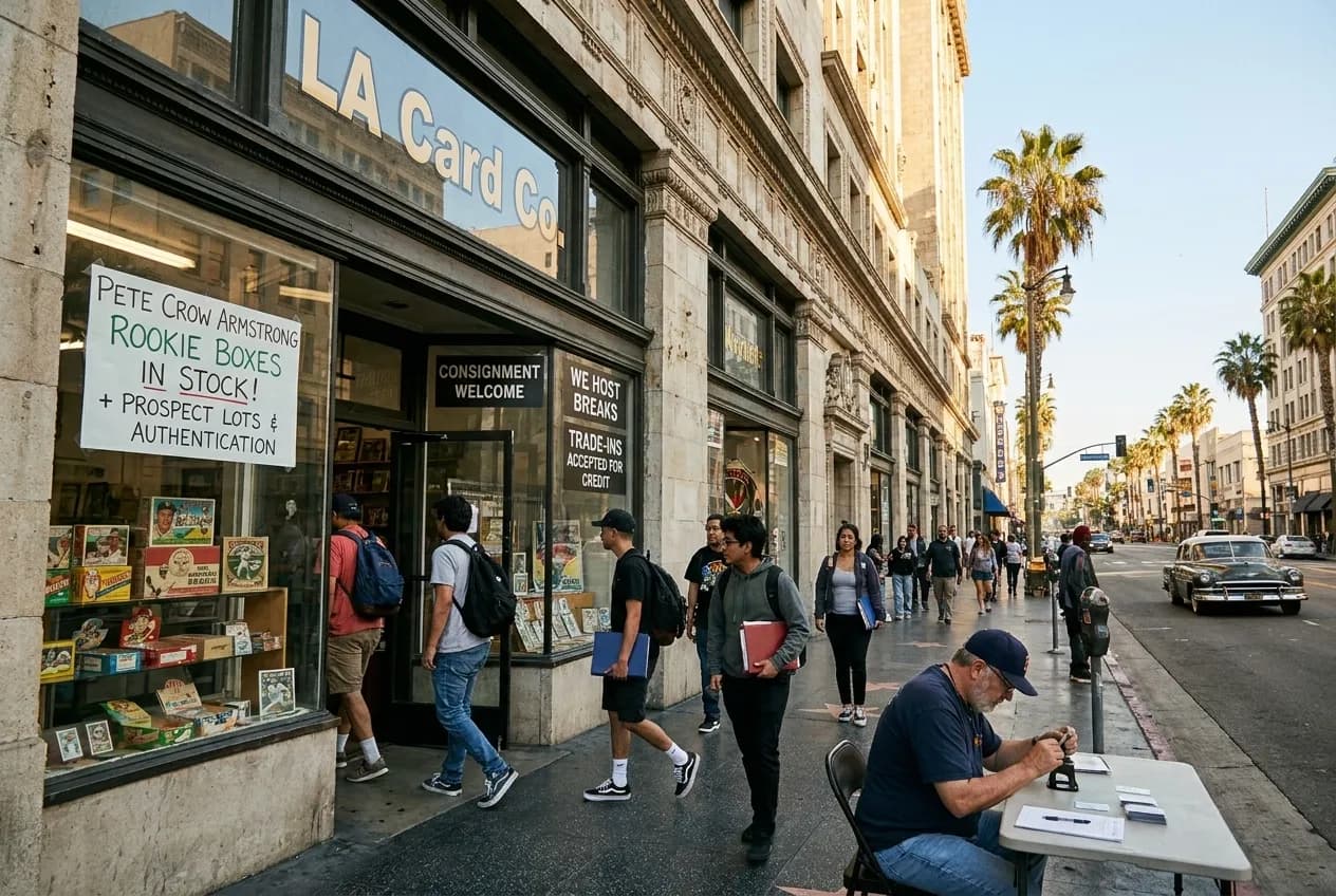 Local scene for Pete Crow Armstrong Memorabilia Hunt: LA Card Shops With Rookie Prospect Boxes in Los Angeles
