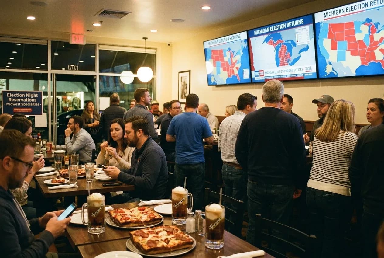 Cover for Michigan Race Transplant Dinner: LA Restaurants With Midwest Menus and Election Screens in Los Angeles