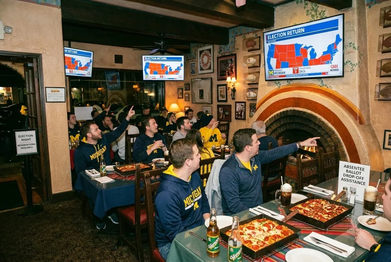 Local scene for Michigan Race Transplant Dinner: LA Restaurants With Midwest Menus and Election Screens in Los Angeles