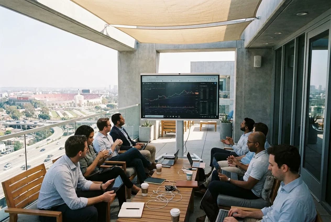 Local scene for PLTR Earnings Call Watch: LA Tech Worker Group Viewing Venue Options in Los Angeles