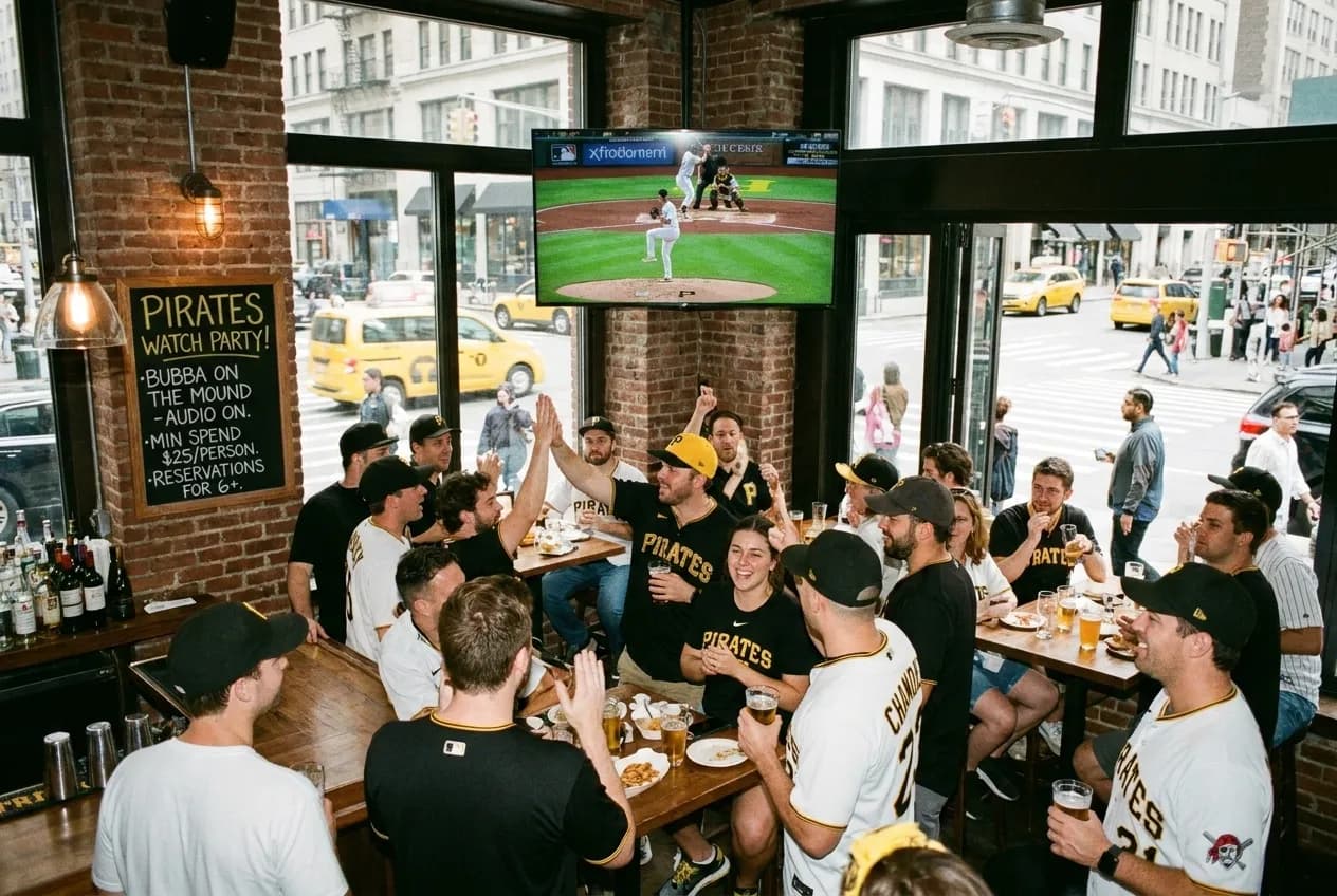 Cover for Bubba Chandler Pirates Watch Parties: NYC Group Viewing Venue Guide in NYC